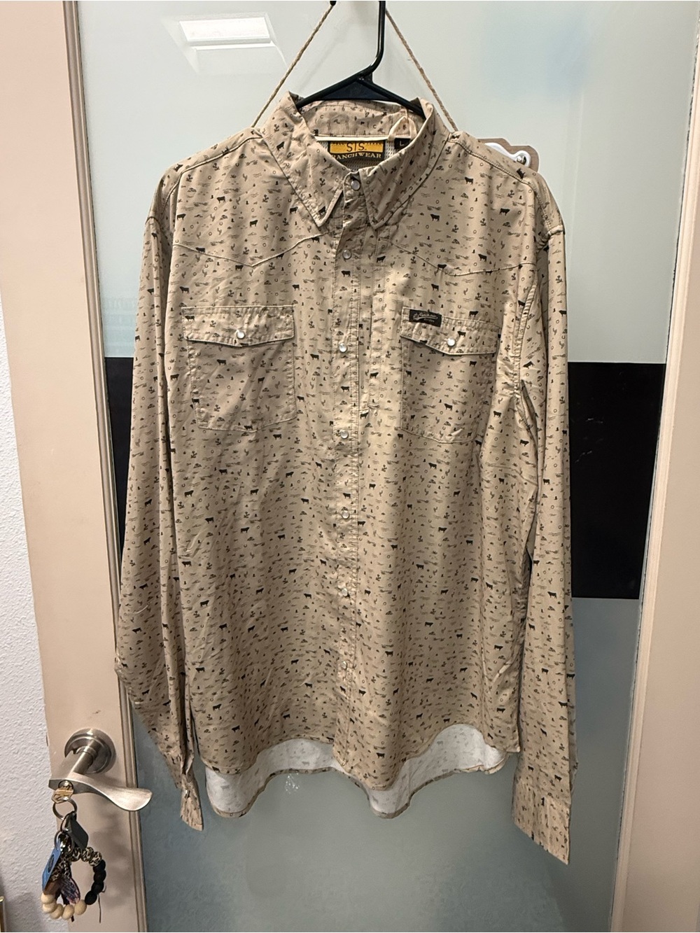 STS Ranchwear Tan Printed Long-Sleeve Button-Down Shirt